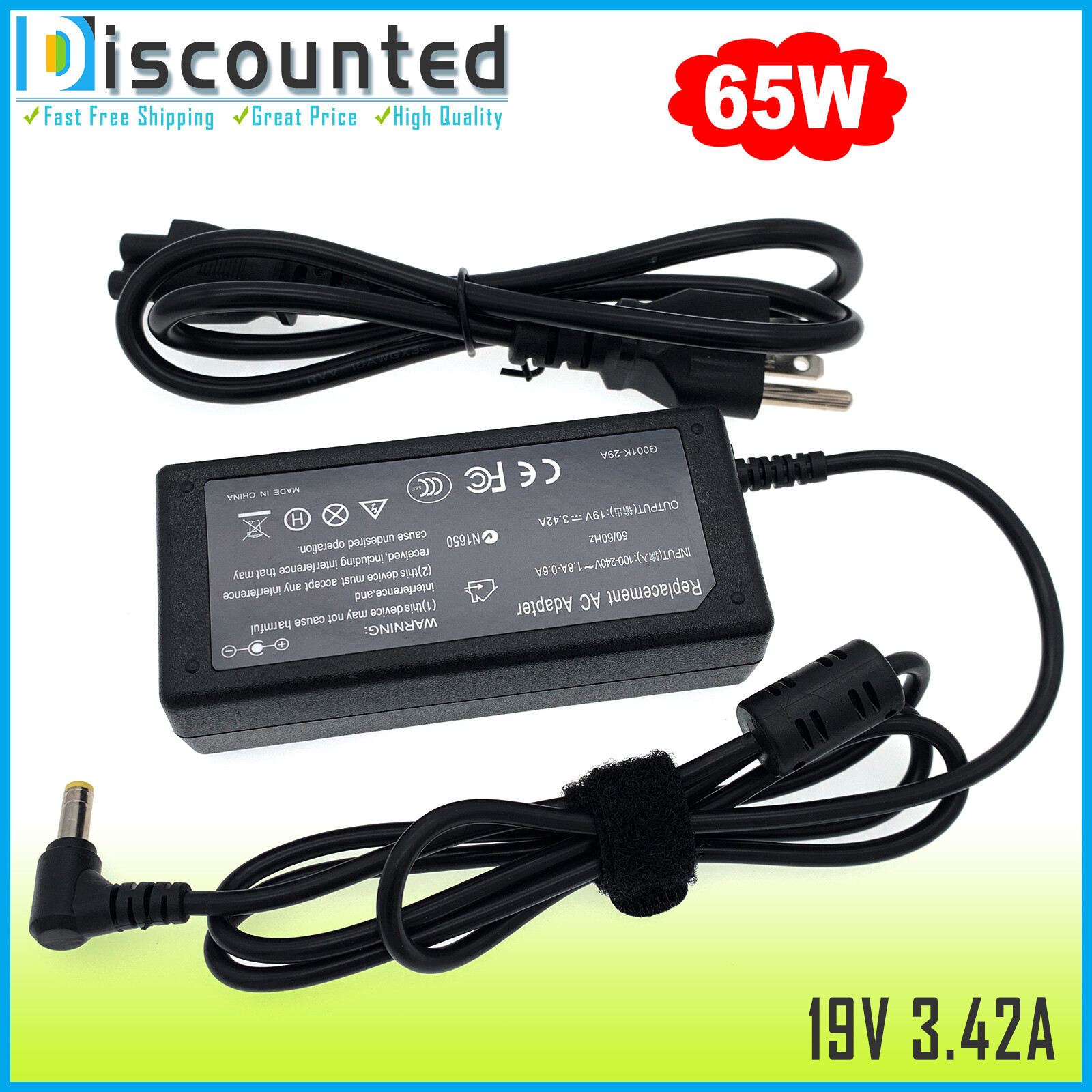 For Asus Tuf Gaming Vg27aq Vg27bq Vg27vq Monitor Power Supply Cord