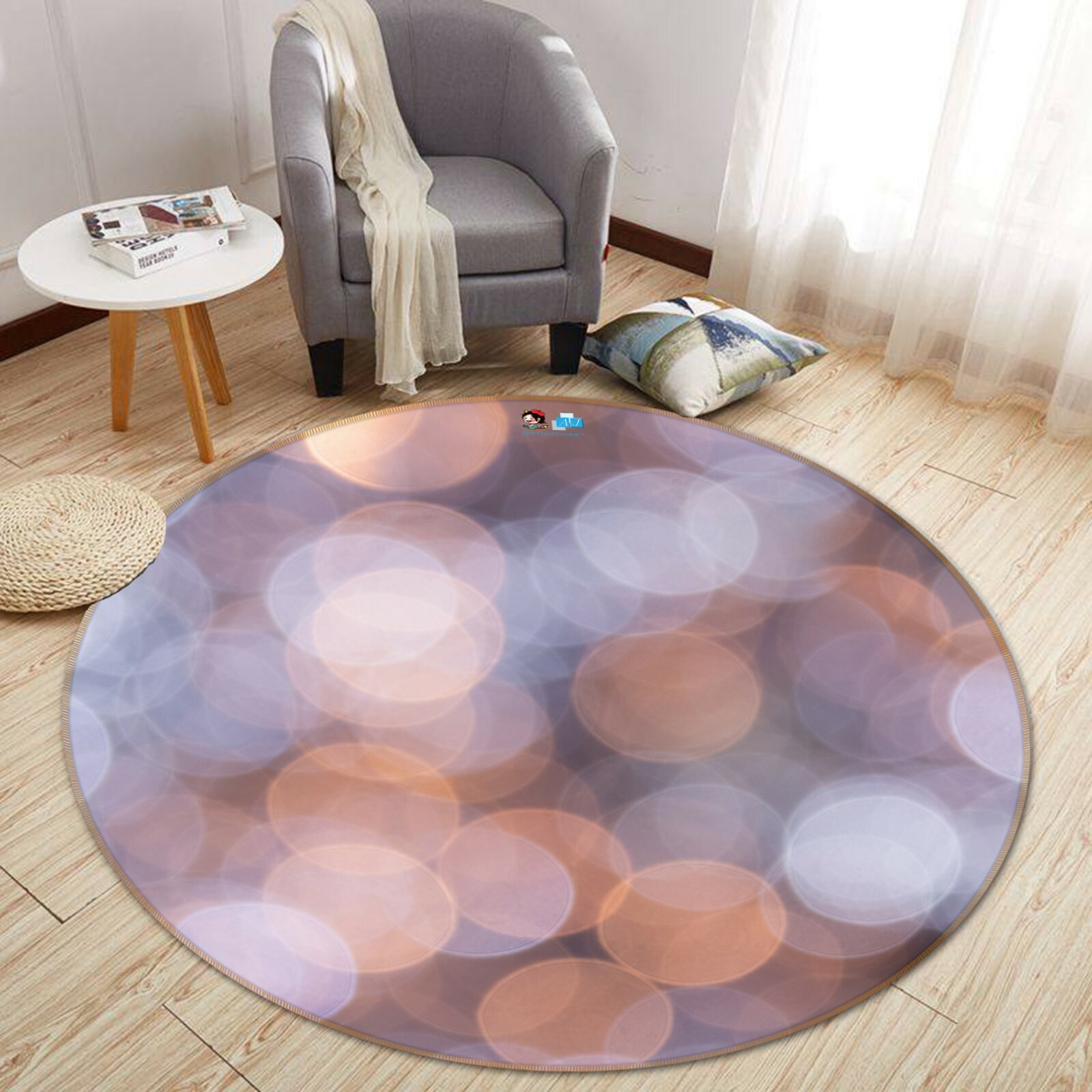 3D Traum Neon Runde NAM1552 Spiel Teppich Mat Elegant Foto