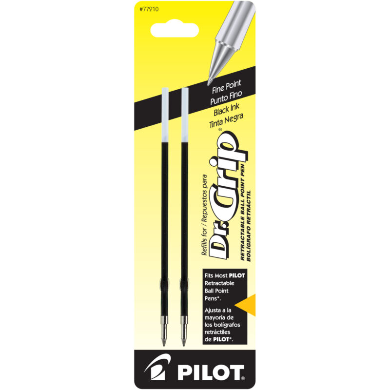 Pilot Dr. Grip Ballpoint Pen Refill in Black - Fine Point - Pack of 2 NEW P77210