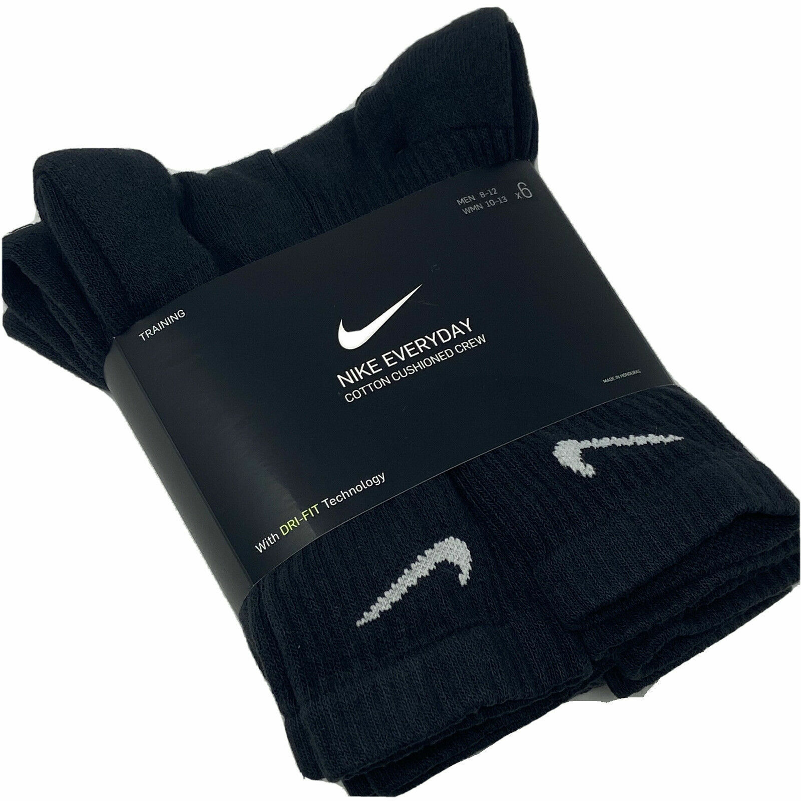 nike dri fit cushion crew socks black
