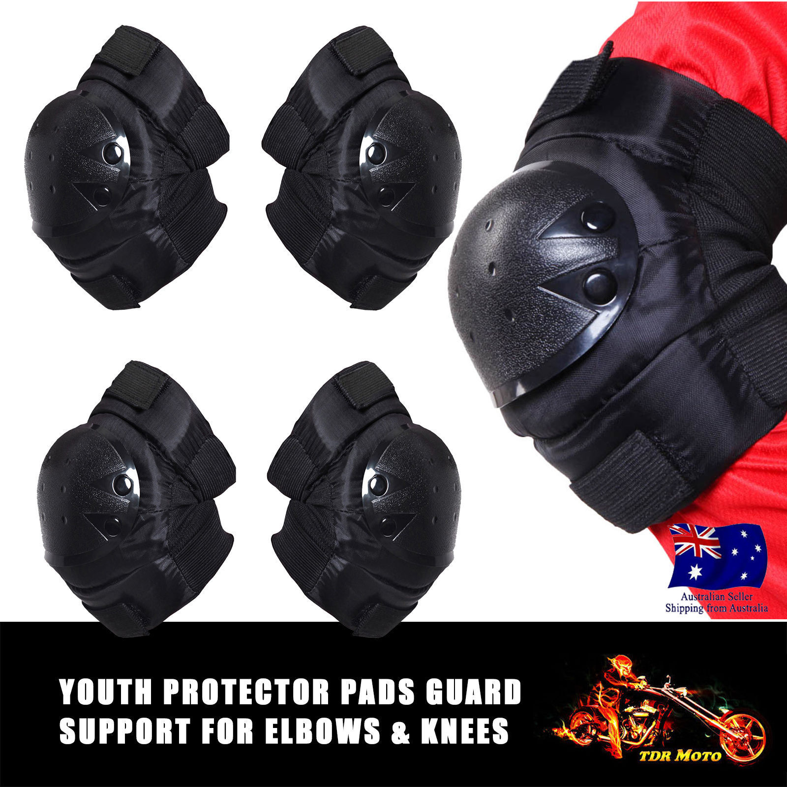 Skating Scooter Safety Elbow Knee Pads Guard Gear Protector Kids Youth Child AU