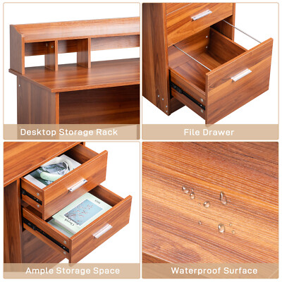 Computer Desk Home Office PC Laptop Gaming Table With 3 Drawers and Shelves