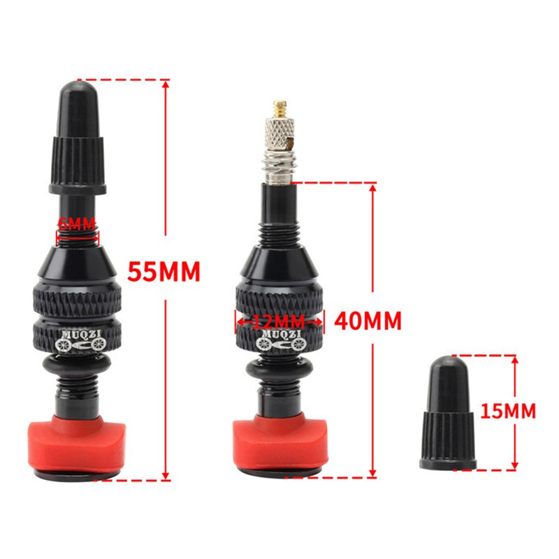 2PCS Bike 40mm Tubeless Tire F/V Presta Valve Aluminum Alloy Tyre Accessories