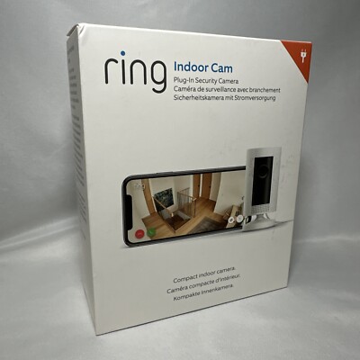 Ring Indoor Cam (1st Gen) Compact Plug-In Security Camera White W/USA ADAPTER