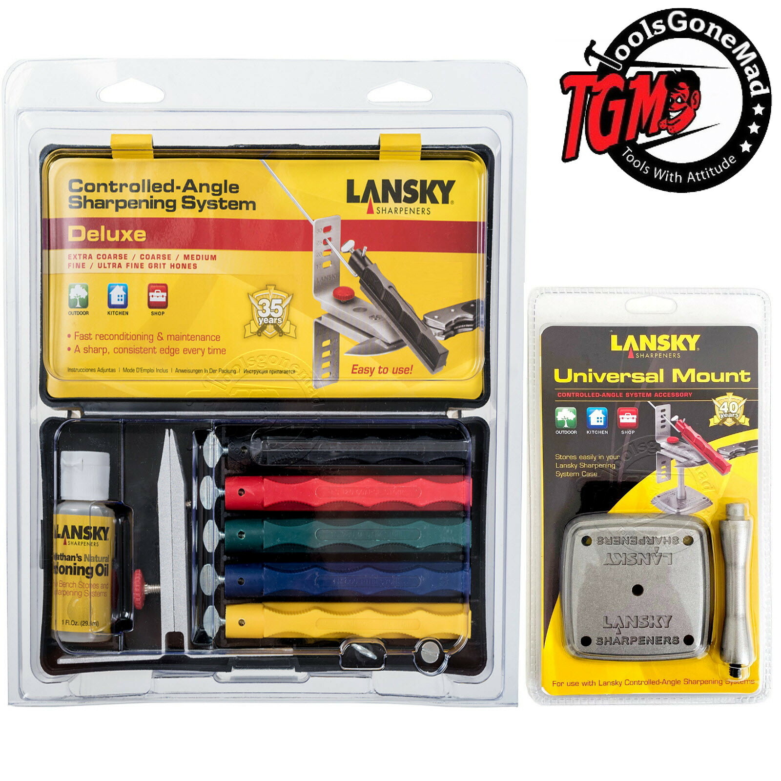 Lansky 5 Hone Stone Deluxe Knife Sharpening System Sharpener Set LKCLX