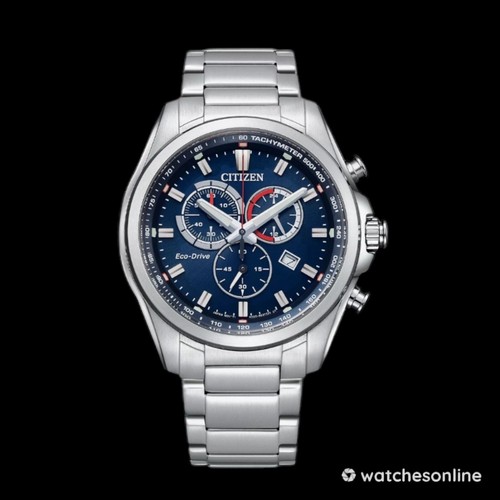 Pre-owned Citizen At2131-56l Blue Dial Silver Stainless Steel Bracelet Mens 43mm Watch