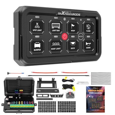 Touch Switch Panel 8 Gang For ATV UTV Side by Side 12-24V Auto Dimming Blue LED