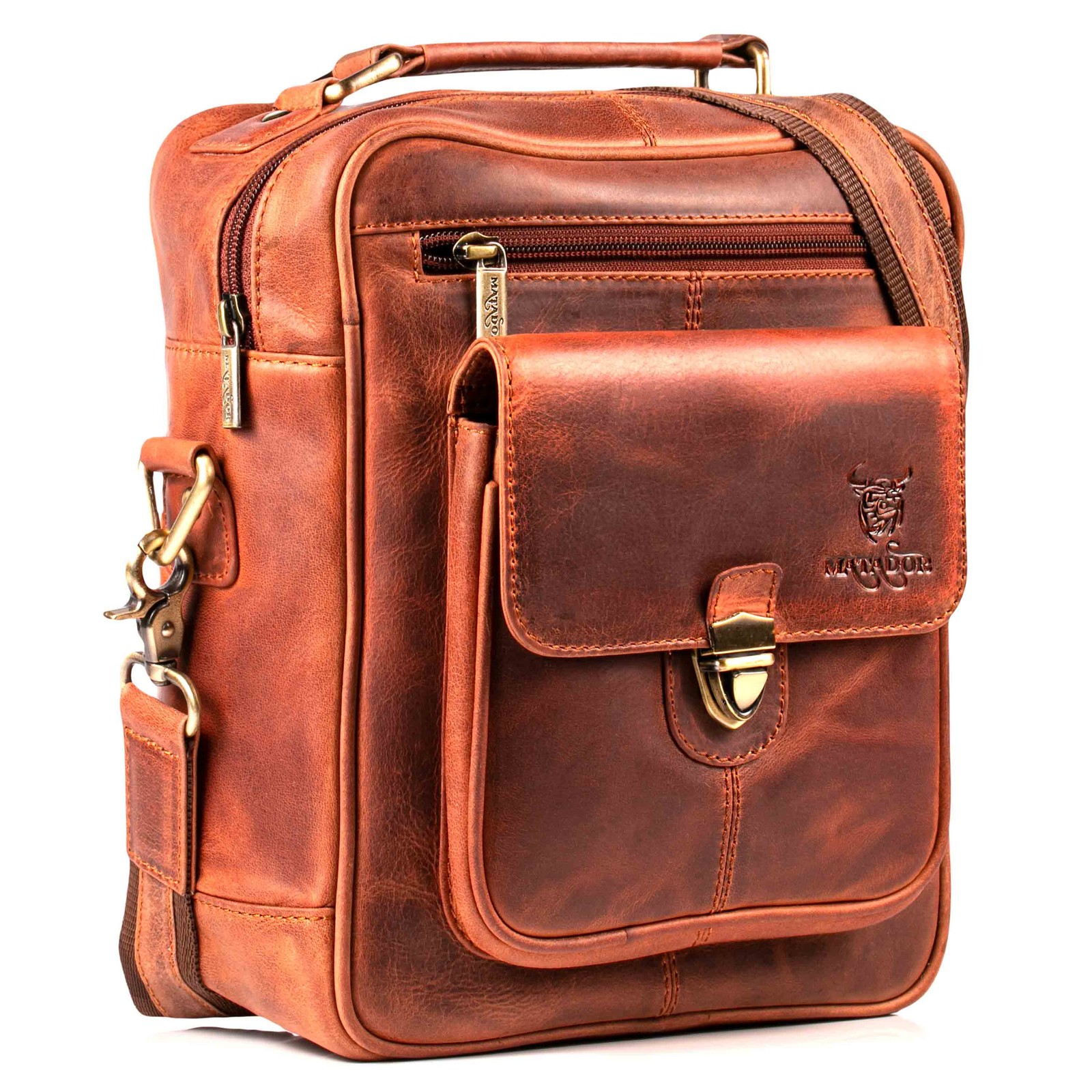 MATADOR Echt Leder Herren Umhängetasche Damen Schultertasche Tablet-Tasche 10.5