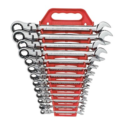 GearWrench 9702D 13-Pc 12-Pt Flex Head SAE Ratcheting Combination Wrench Set