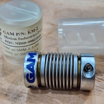 GAM KM-2, 9MM X 10MM BORE, W/KEYWAY, KM SERIES BELLOW STYLE COUPLING KM2  New