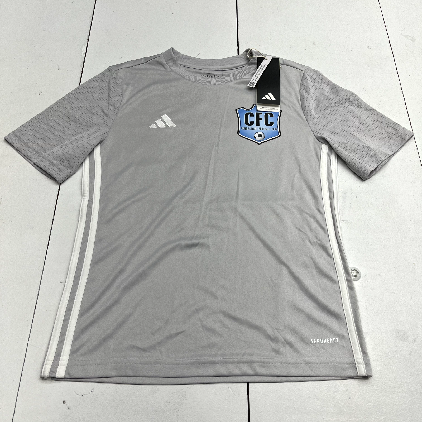 adidas  Plate ユニホーム Adidas Light Gray Connecticut Soccer 38 Jersey Boys Size