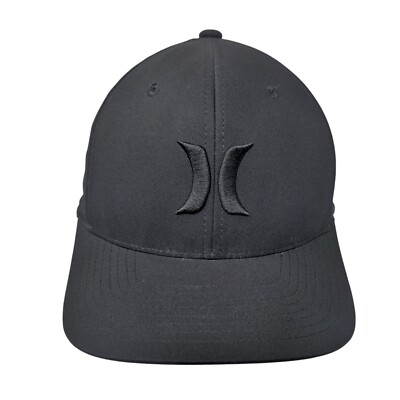 Hurley Fitted Hat Black S/M Embroidered Logo Flexfit Yupoong 6 Panel