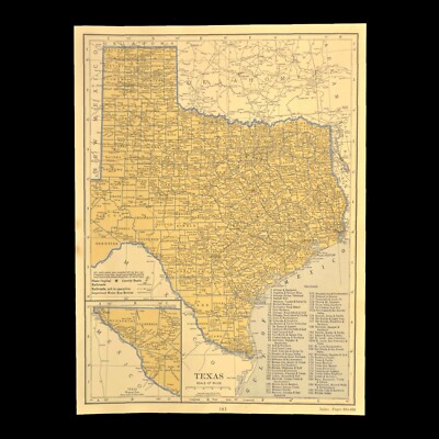 ca1939 TEXAS Railroad Map Depot Towns SP RR Historic Original Atlas Map