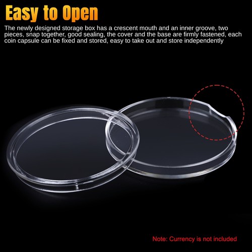 100pcs 30mm Coin Capsules Holder Case & 5 Sizes Gaskets with Plastic Storage Box