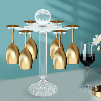 Desktop Crystal Glass Stemware Rack Stand 6 Wine Glass Rotating Storage Holder