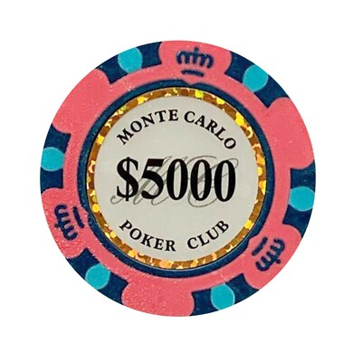 NEW 100 Pink $5000 Monte Carlo Smooth 14 Gram Clay Poker Chips - Exclusive 