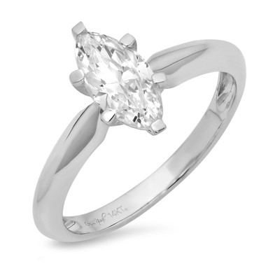 Pre-owned Pucci 1.50ct Marquise Synthetic Moissanite Wedding Bridal Promise Ring 14k White Gold In White/colorless