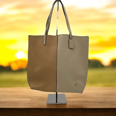 NWT Coach CN423 Nomad Tote Colorblock Double Face Leather Large Ivory Multi