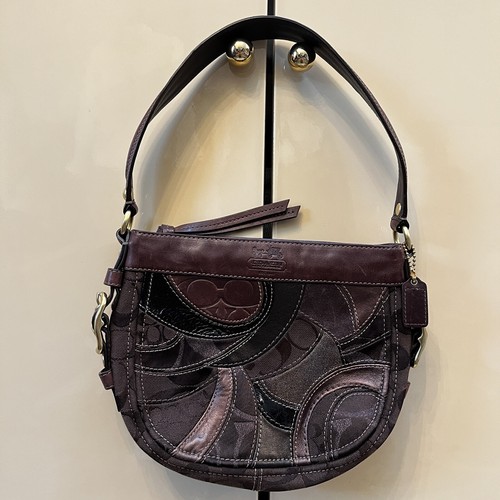 Vintage Y2k Coach Brown Zoe Collection Mosaic Patchwork Mini
