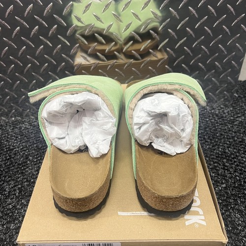 Pre-owned Stussy ? Eu 40 -  X Birkenstock Solana Suede Shearling Slide Washed Green