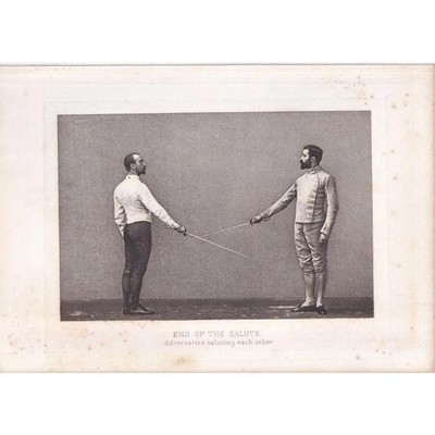 1890 SWORD FENCING Photogravure Print - End of The Salute - 7.5 x 5 Inches