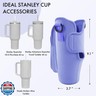 JEBEALUO Water Bottle Carrier Bag with Phone Pocket for Stanley Cup 40/30 oz, Water Bottle Holder with Adjustable Strapand Straw Cover, Stanley Cup Accessories (Violet)