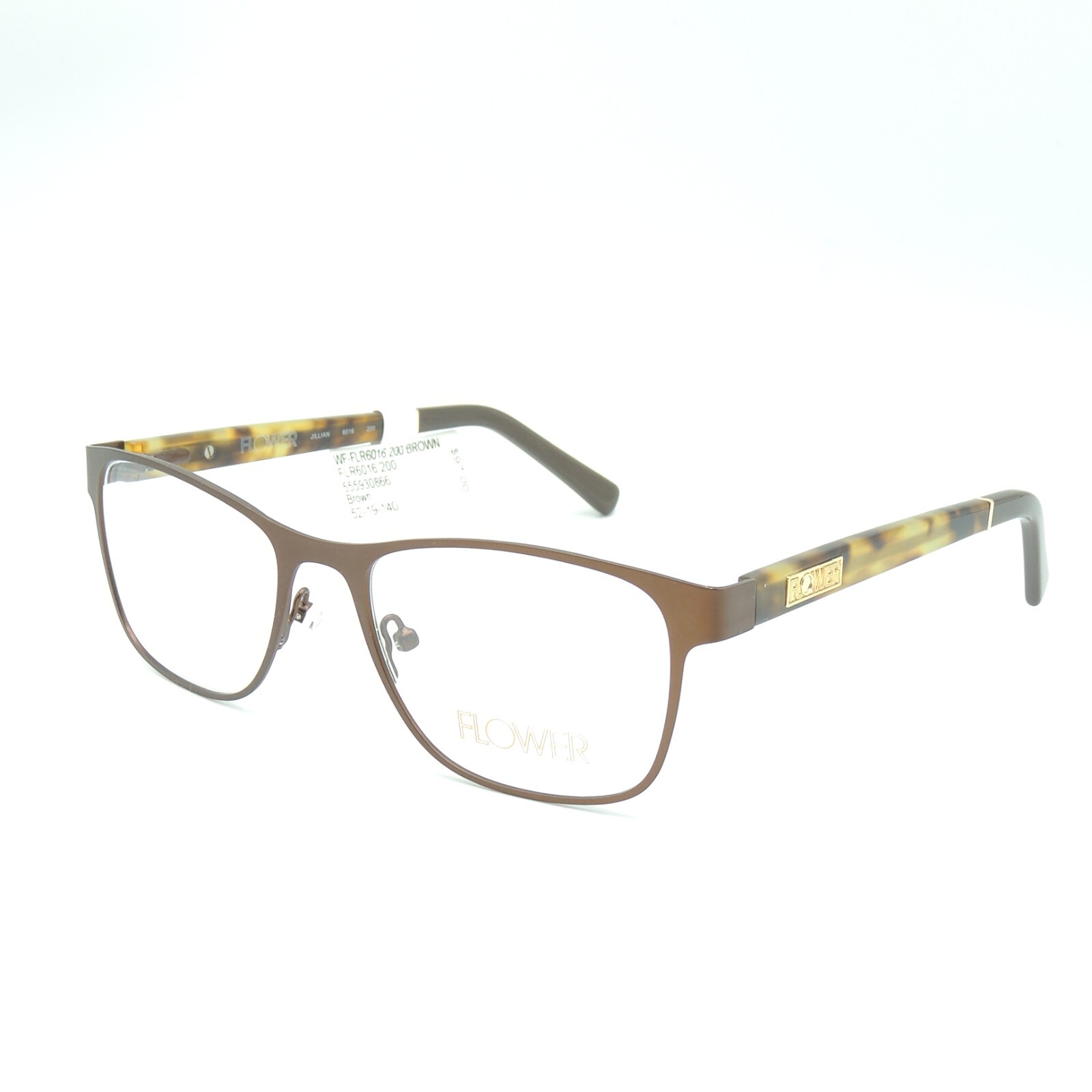 Flower FLR 6016 200 Jillian Brown Tortoise Eyeglass Frame 52