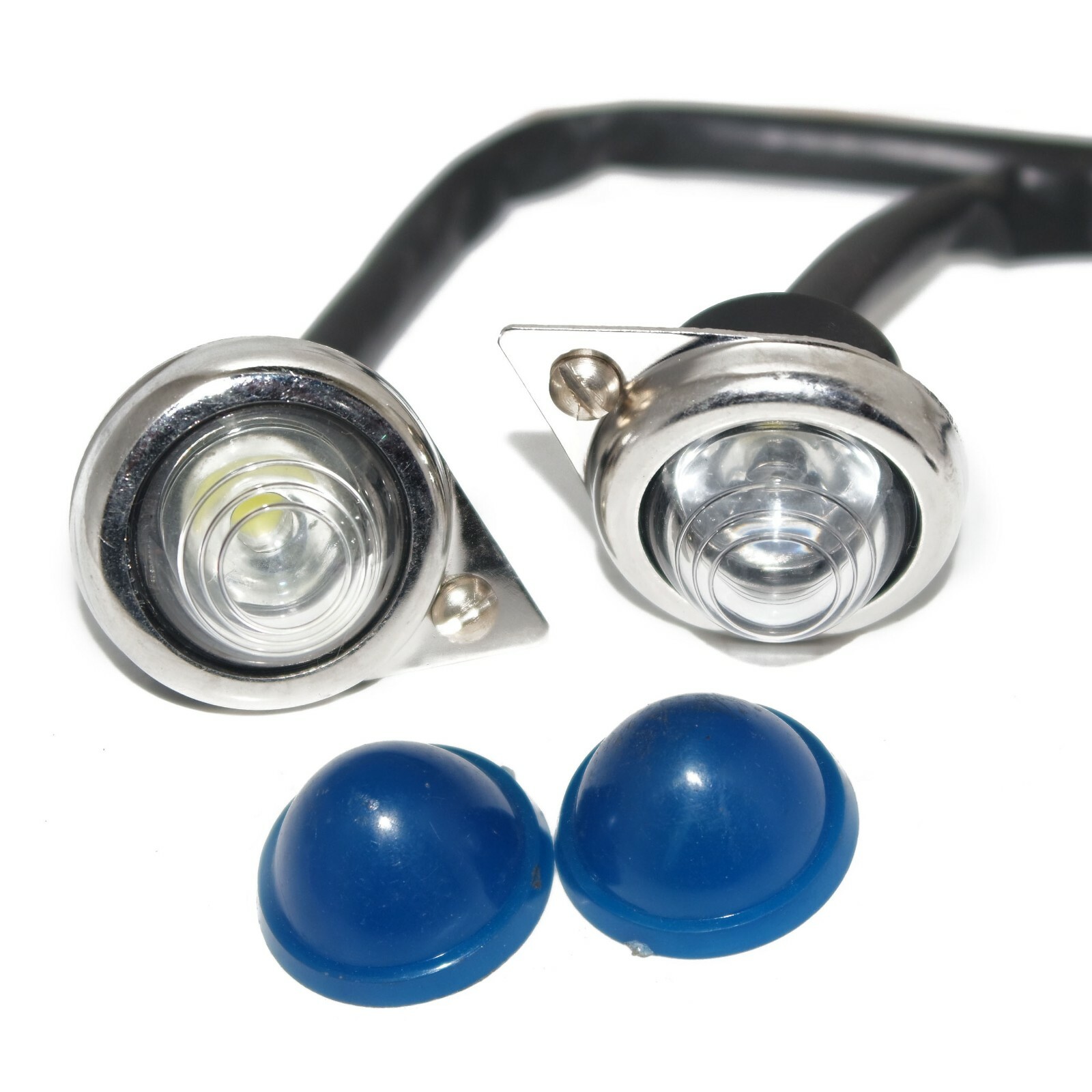 Pilot Lamp Set With Blue Lens & Chrome Rim For Royal Enfield Classic Electra 