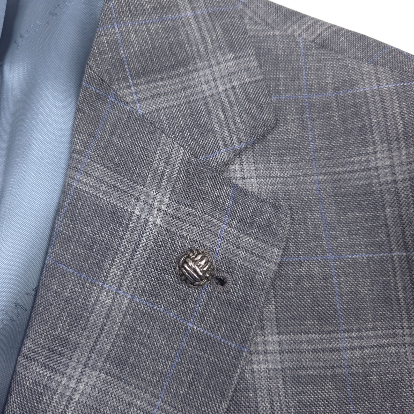 Pre-owned Jack Victor $848  Midland Gray & Blue Plaid Wool Sport Coat Blazer Mens Size 42l