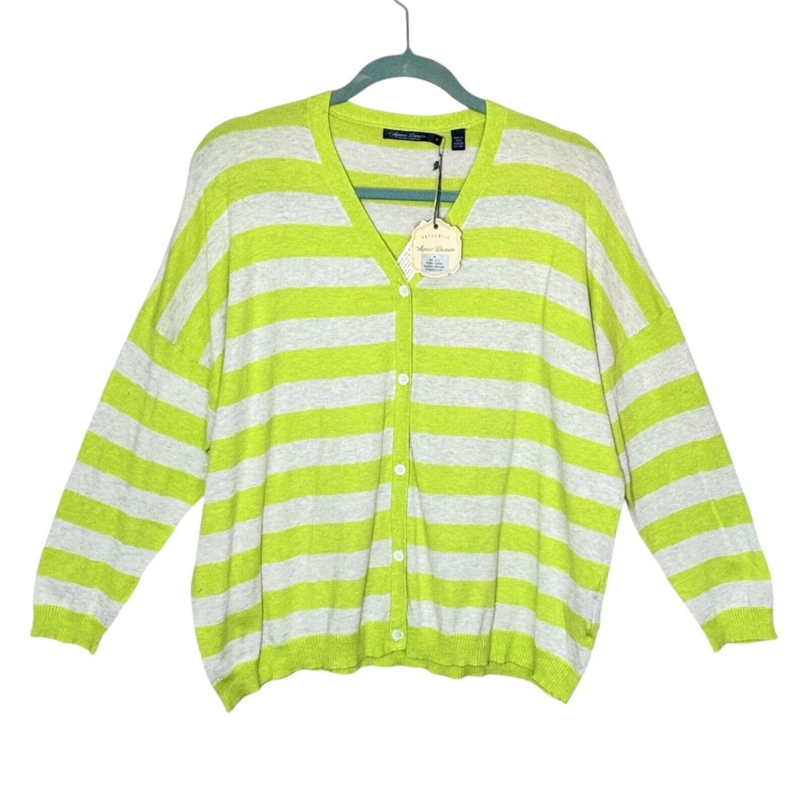 NWT Agave Denim Supima Cotton Oversized Cardigan Sz.L Lime NWT Agave Denim Supima Cotton Oversized Cardigan Sz.L Lime