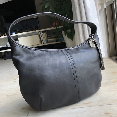 COACH Vintage 9219 Black Ergo Hobo Leather Shoulder Bag EUC