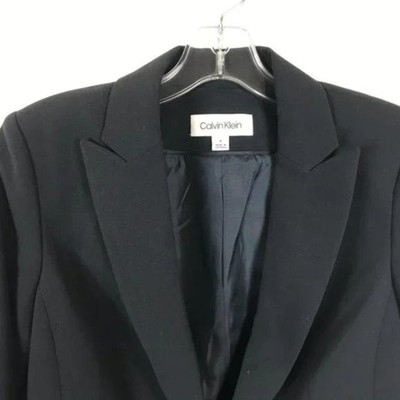 NWT Womens Size 6 Calvin Klein Navy Blue Structured Blazer Jacket