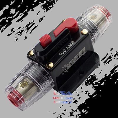Marine Grade Gold Inline 12Volt 100 Amp Power Circuit Breaker manual reset Audio