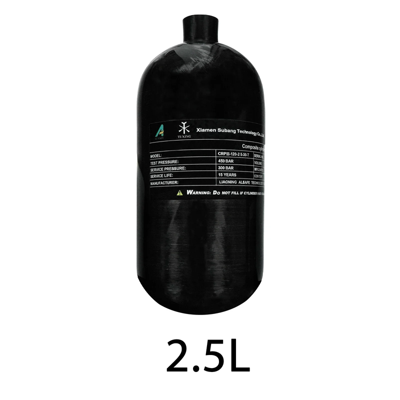 TUXING 4500Psi 2.5L Carbon Fiber Cylinder HPA 300Bar 30Mpa Mini Scuba Diving Tan