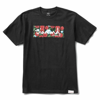 Diamond Supply Co.Herren Rosen Kiste TShirt Schwarz Kleidung Appare