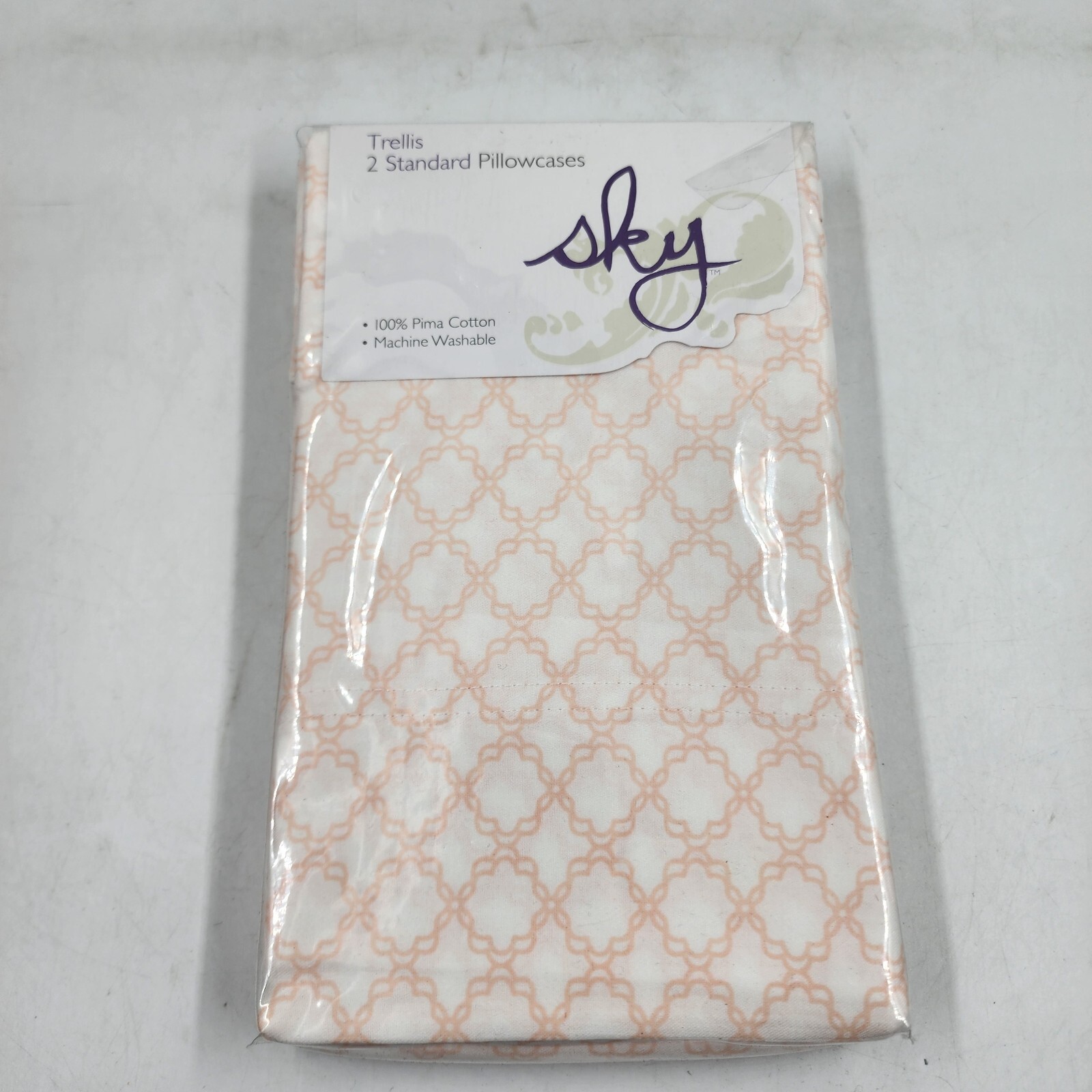 Sky Trellis Standard Pillowcases 20in x 28in Pastel Pink Geometric Design 2Pc - Picture 2 of 15
