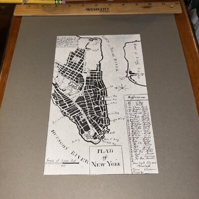 Vintage Plan of New York from 1808: Mounted American Architecture Photo / Print