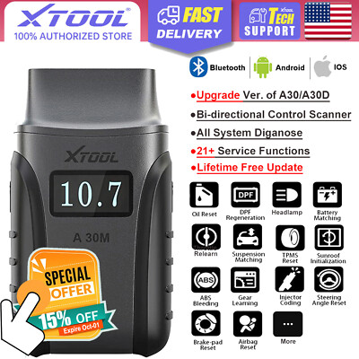 XTOOL BT Scanner A30M BiDirectional Auto Full Diagnostic Engine Scan Code Reader