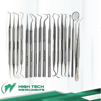 GERMAN Dental Scaler Pick Stainless Steel Tools with Inspection Mirror Set 17 PC