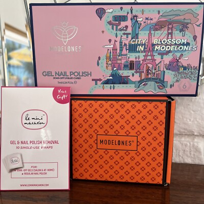 Modelones Poly Nail Gel Kit + 6 City Blossom Gel Polish + removal wraps