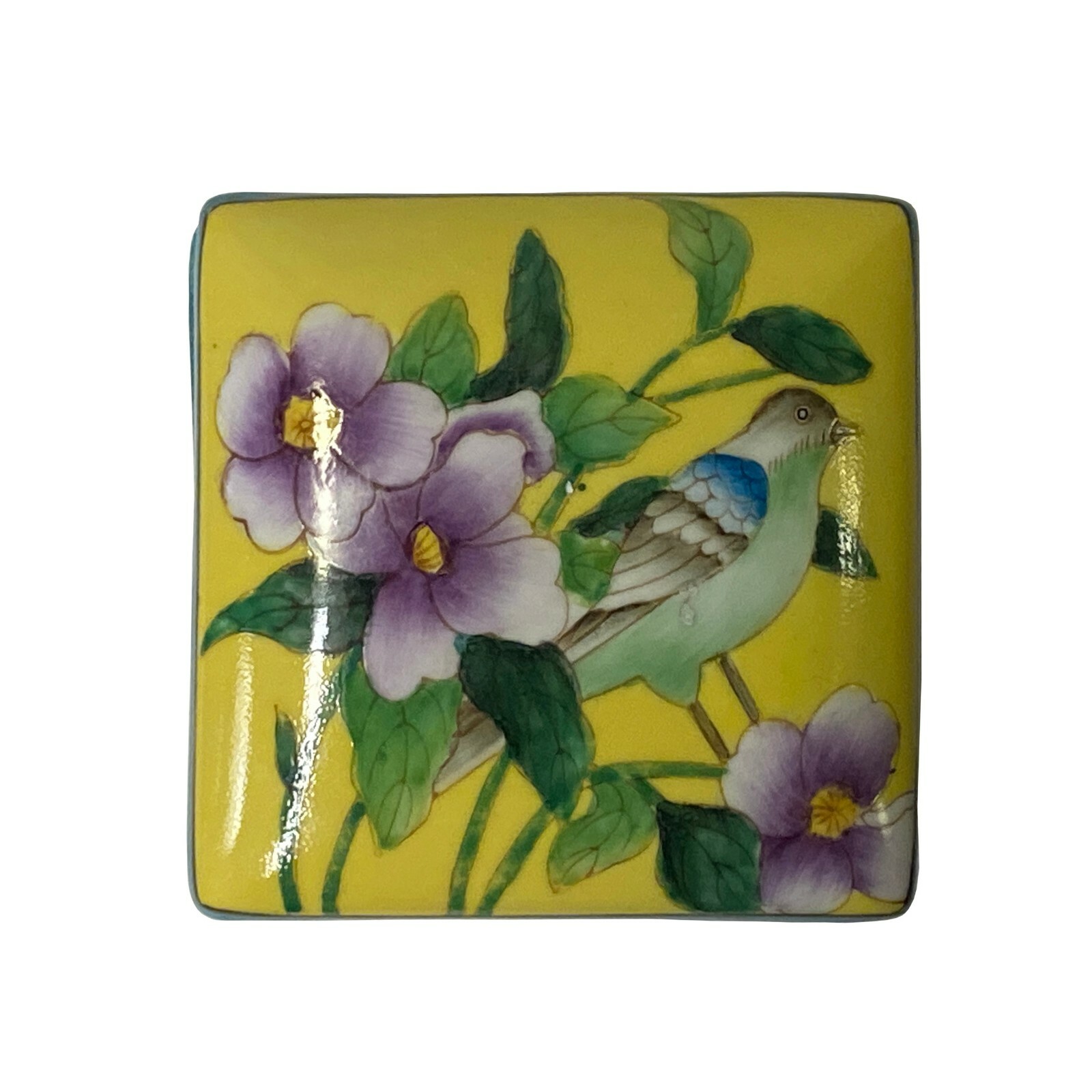 Contemporary Yellow Flower Painting Square Porcelain Box - Jewelry Box ws1149S Contemporary Yellow Flower Painting Square Porcelain Box - Jewelry Box ws1149S