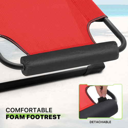 Red Zero Gravity Chair Adjustable Folding Patio Lounge Chair Outdoor Camping Cot