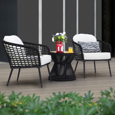 NUU GARDEN 3-piece Rope Indoor and Outdoor Bistro Set