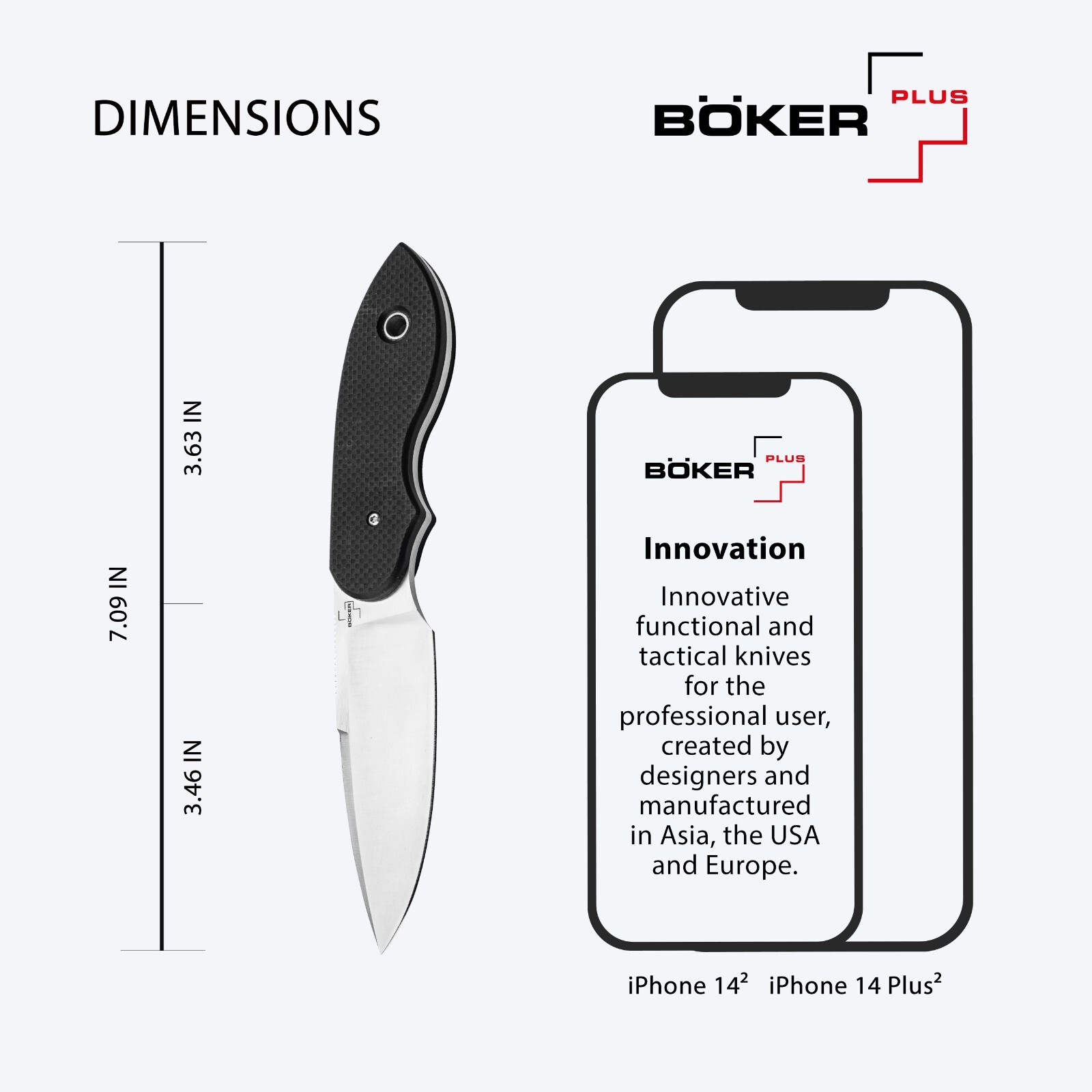 Boker Plus Trailmate Fixed Knife 3.46" Blade Nitro-V G10 Handle EDC ✔️ 02BO097