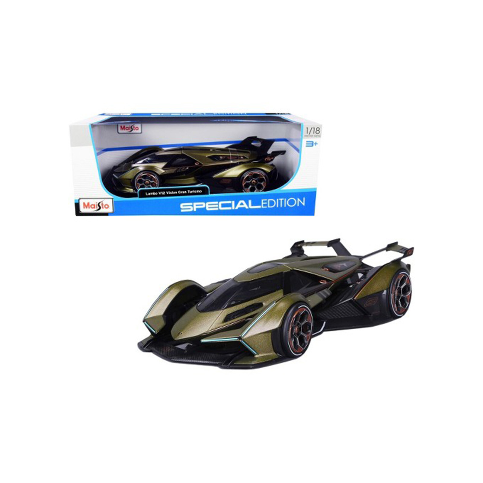 Maisto Special Edition Lambo V12 Vision Gran Turismo Матово-зеленый НОВЫЙ автомобиль в масштабе 1:18