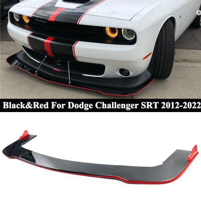 For Dodge Challenger SRT RT 12-2022 Black&Red Front Bumper Lip Spoiler Splitter