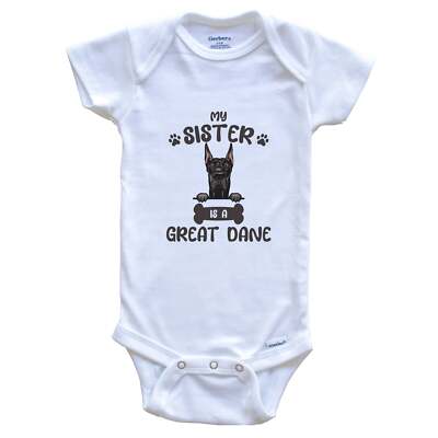 My Sister Is A Great Dane Cute Dog Breed Baby Bodysuit