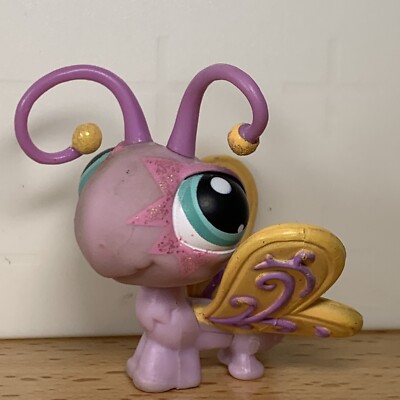 Littlest Pet Shop Butterfly #397 Lavender Pink With Aqua Blue Eyes Sparkly