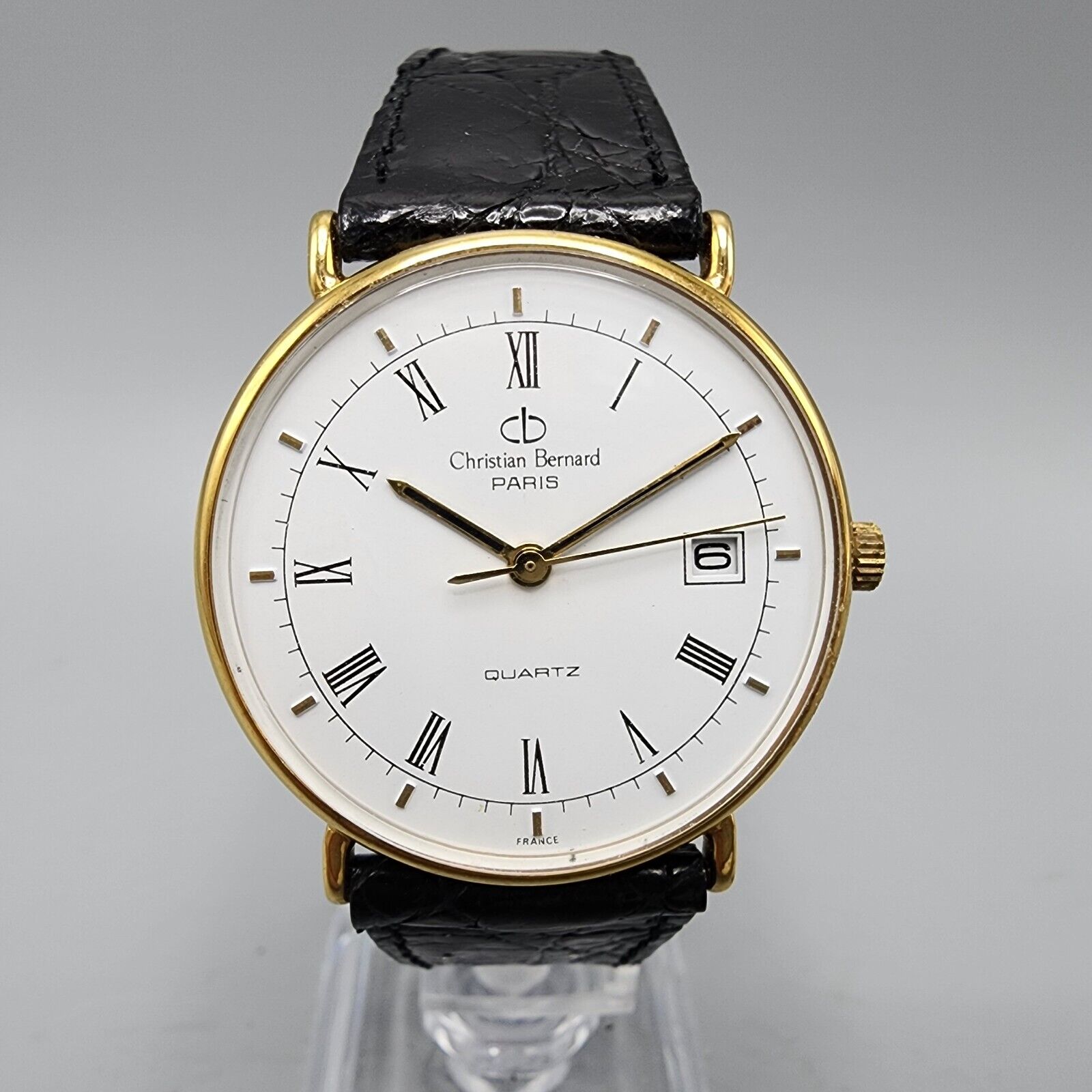 Christian Bernard Watch Men 32mm White Dial Gold Tone Date Christian Bernard Watch Men 32mm White Dial Gold Tone Date