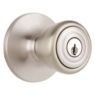 Brinks Keyed Entry Tulip Style Doorknob, Satin Nickel Finish Easy to install